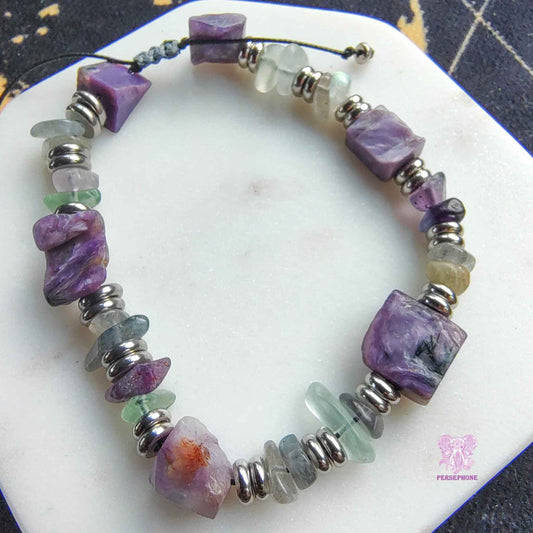 Alcyone · Charoite & Fluorite Bracelet