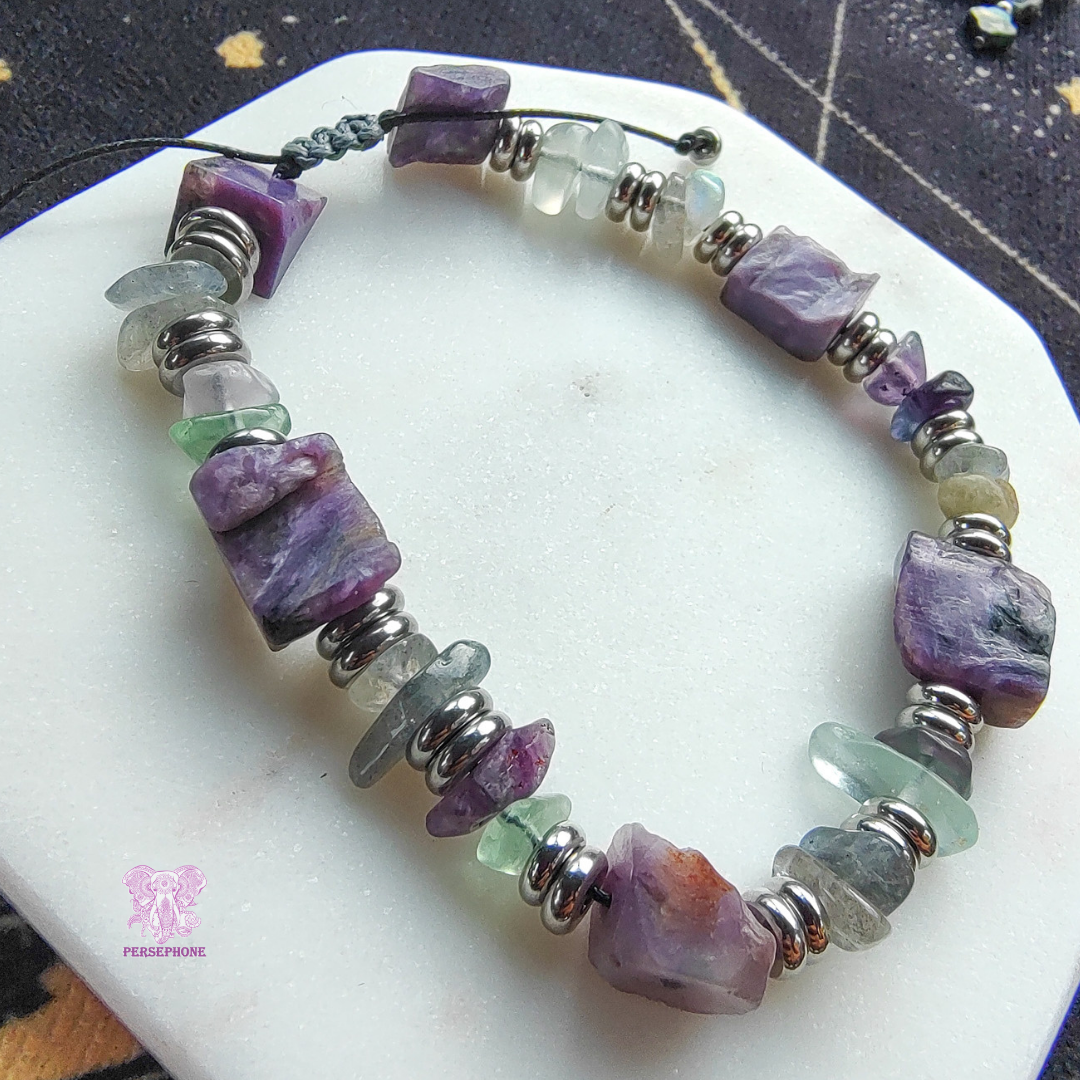 Alcyone · Charoite & Fluorite Bracelet