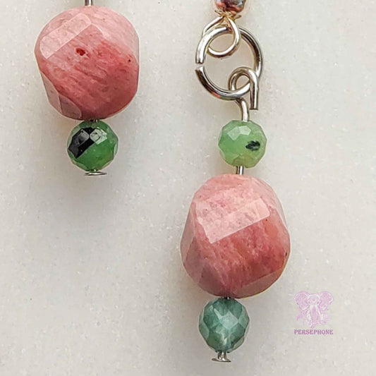 Eostre · Emerald & Rhodonite Earrings