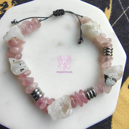 MaIa · Rose Quartz & Tourmalinated Moonstone Bracelet