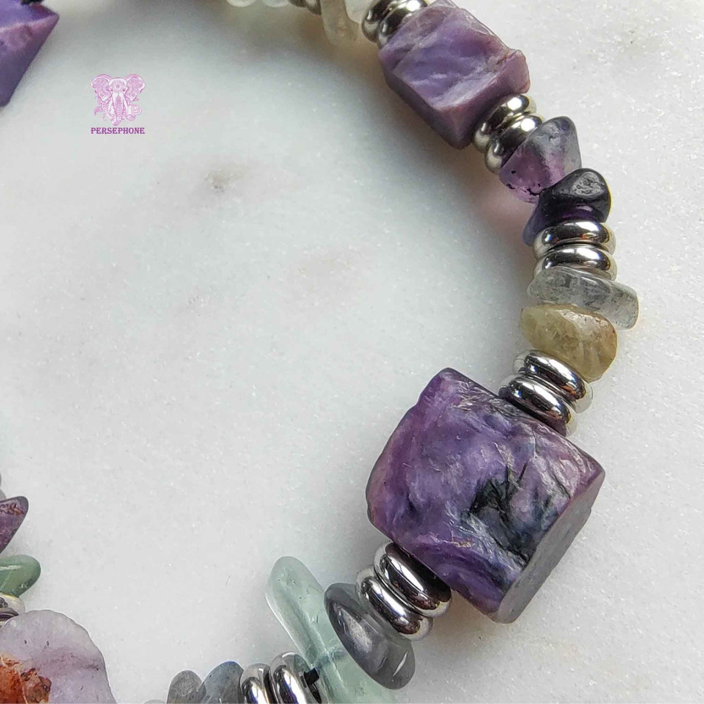 Alcyone · Charoite & Fluorite Bracelet