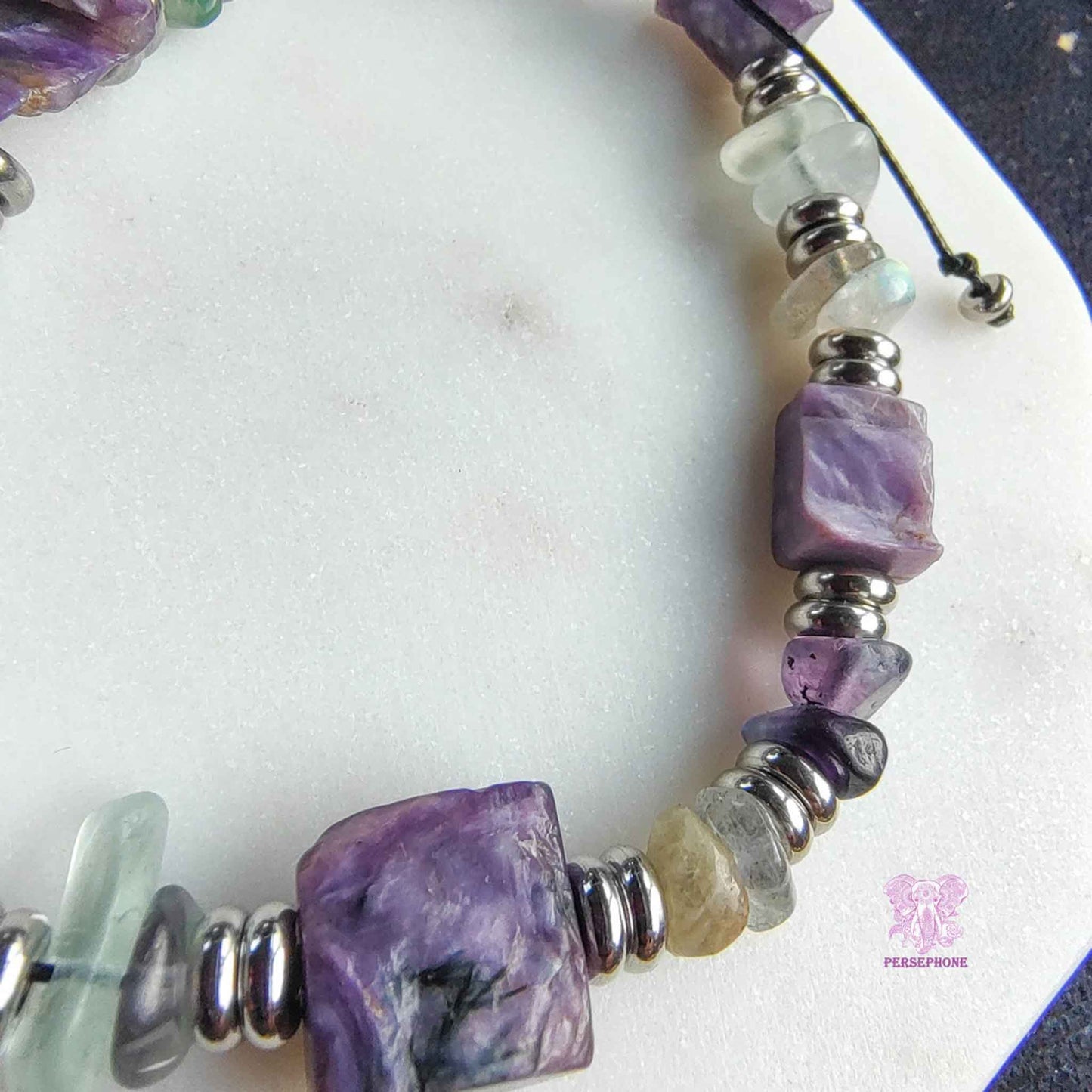Alcyone · Charoite & Fluorite Bracelet