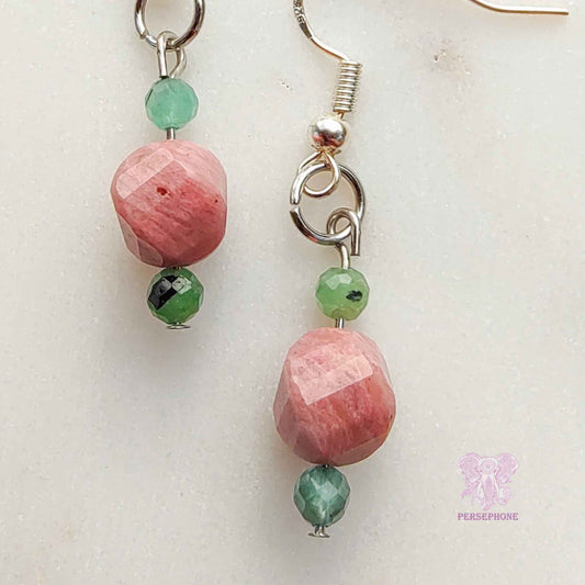 Eostre · Emerald & Rhodonite Earrings