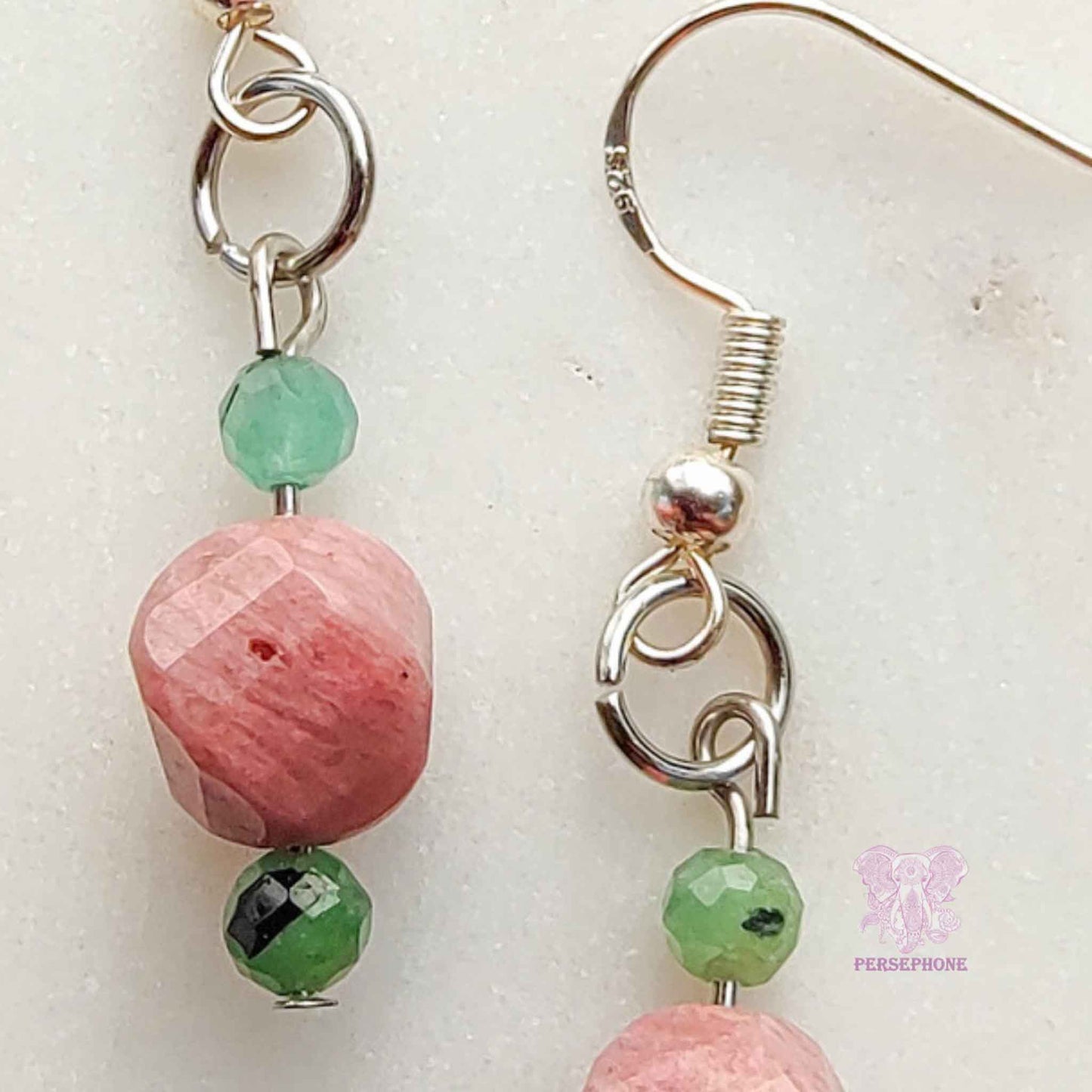 Eostre · Emerald & Rhodonite Earrings