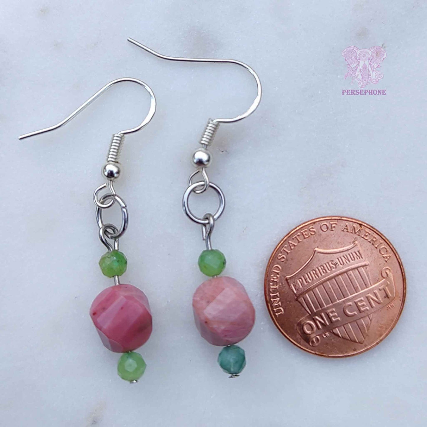 Eostre · Emerald & Rhodonite Earrings