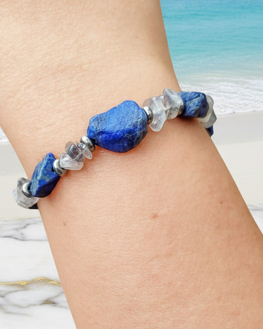 Cassiopeia · Lapis Lazuli & Aquamarine Bracelet
