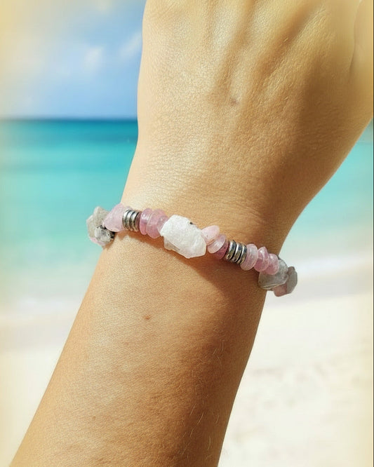 MaIa · Rose Quartz & Tourmalinated Moonstone Bracelet