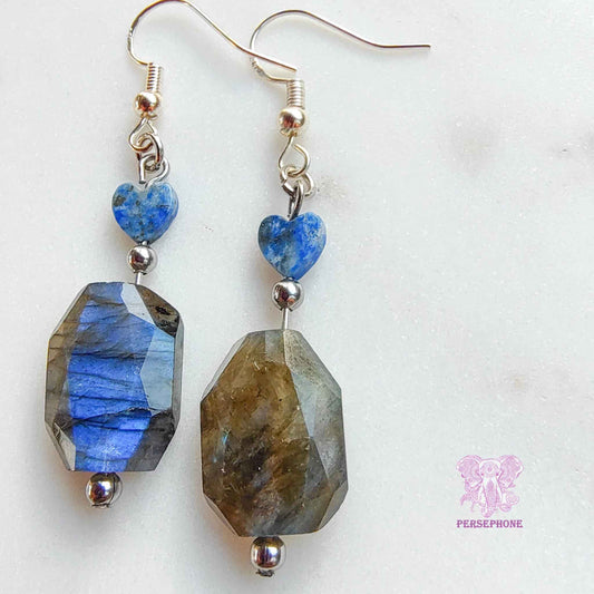 Mama Cocha · Flashy Labradorite & Lapis Lazuli Earrings