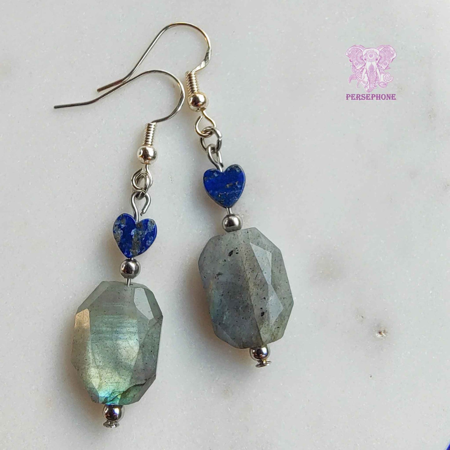 Mama Killa · Flashy Labradorite & Lapis Lazuli Earrings