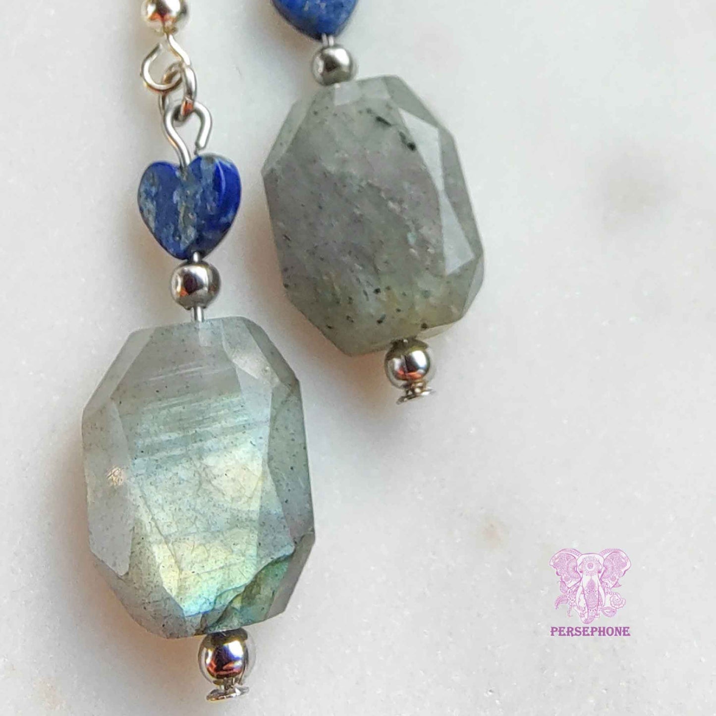 Mama Killa · Flashy Labradorite & Lapis Lazuli Earrings