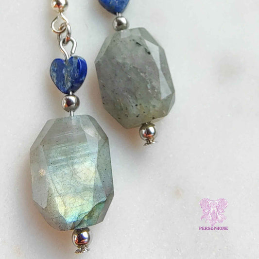 Mama Killa · Flashy Labradorite & Lapis Lazuli Earrings