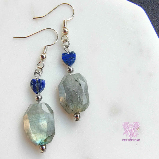 Mama Killa · Flashy Labradorite & Lapis Lazuli Earrings