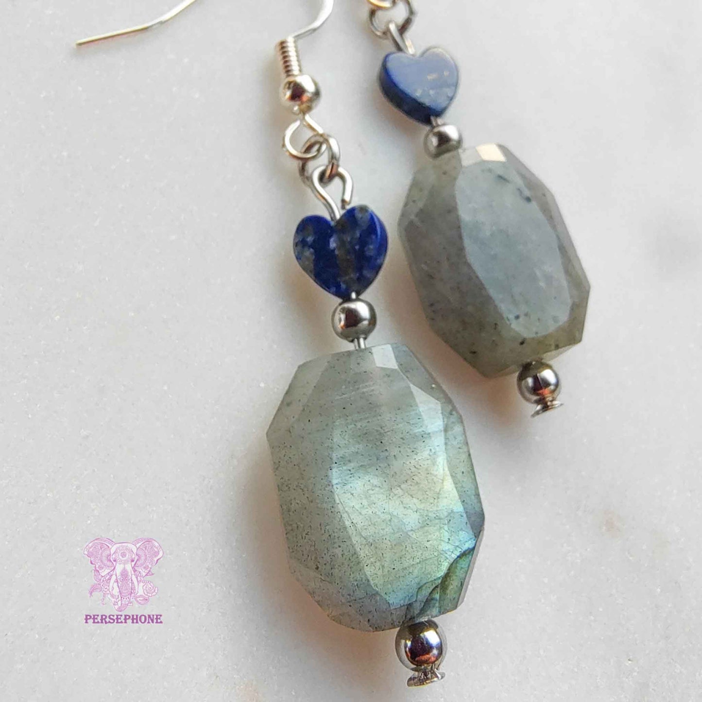 Mama Killa · Flashy Labradorite & Lapis Lazuli Earrings