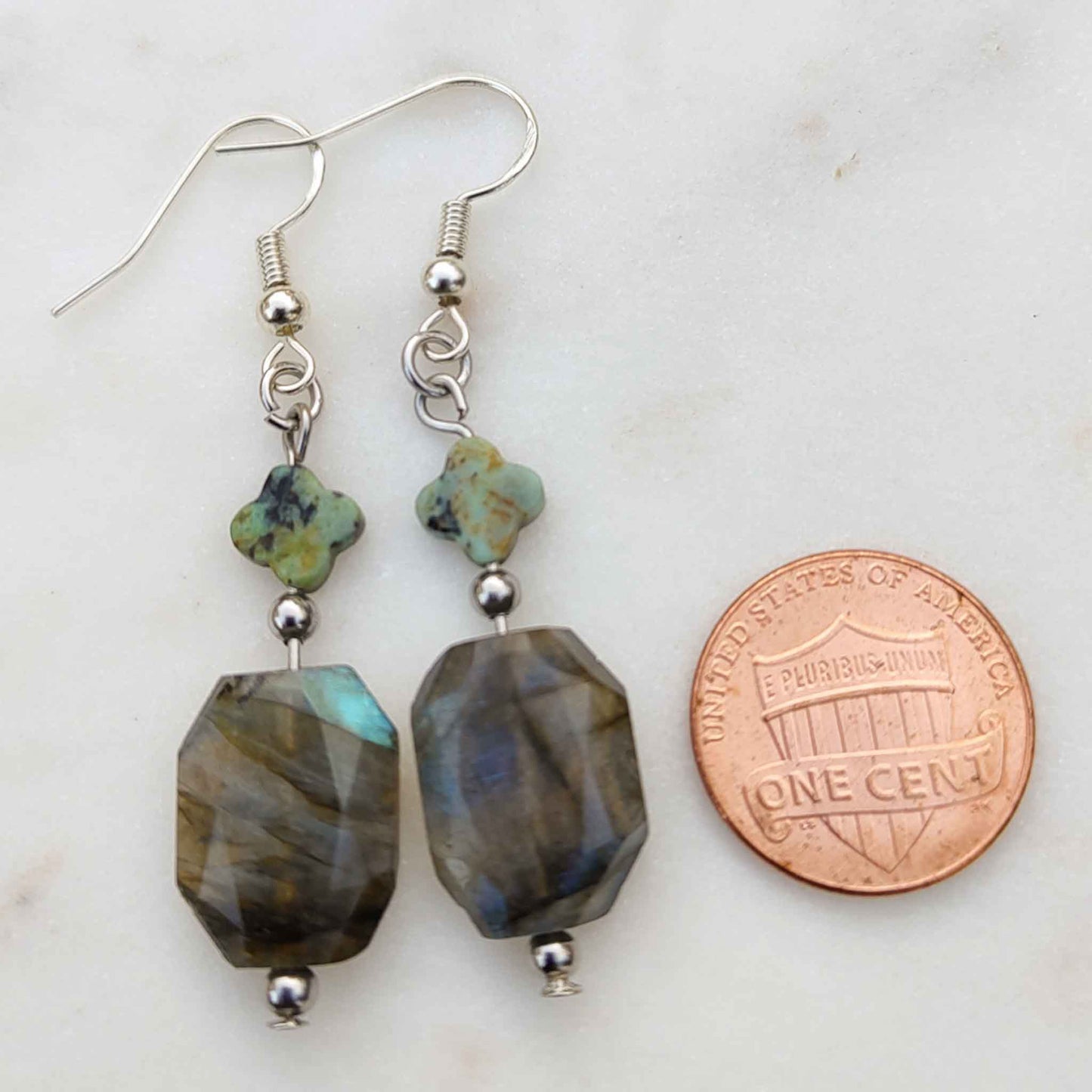 Oshún · Flashy Labradorite & African Turquoise Earrings